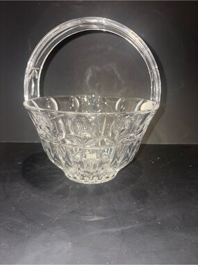 Vintage Block Crystal “Tulip Garden” Handled Basket